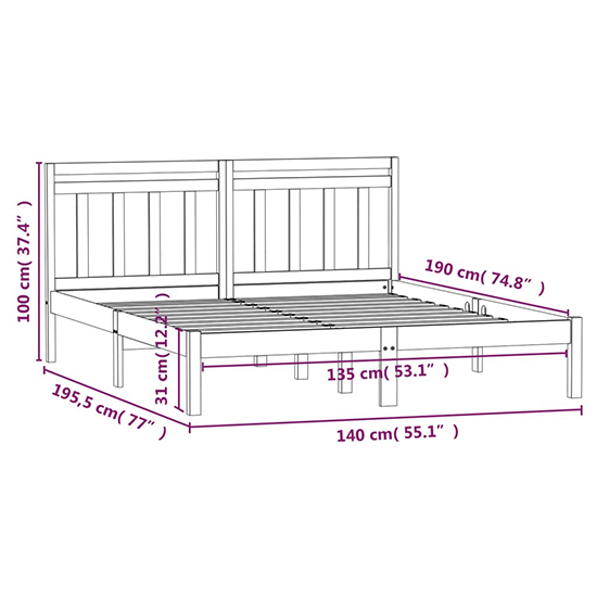 Naida Solid Pinewood Double Bed In White
