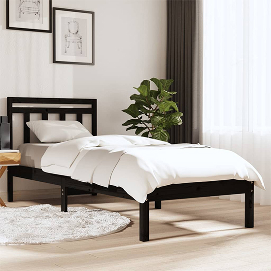 Read more about Naida solid pinewood single bed in black