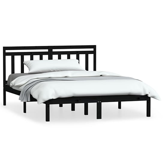 Naida Solid Pinewood Small Double Bed In Black_2