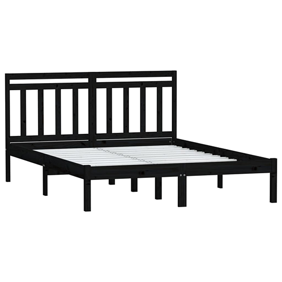 Naida Solid Pinewood Small Double Bed In Black_3