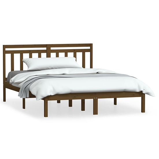 Naida Solid Pinewood Small Double Bed In Honey Brown_2