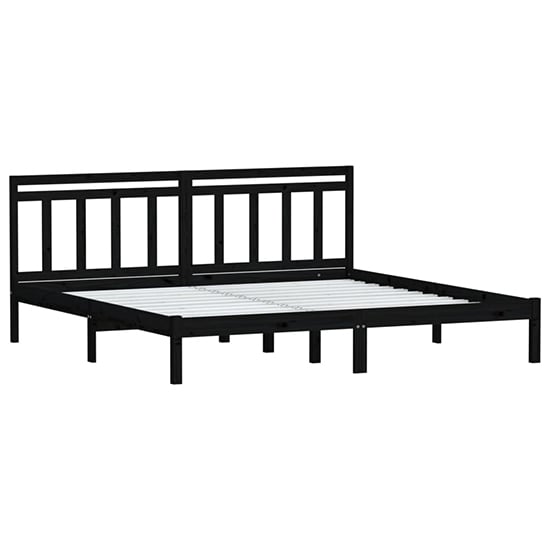 Naida Solid Pinewood Super King Size Bed In Black_3