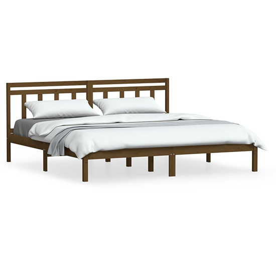 Naida Solid Pinewood Super King Size Bed In Honey Brown_2