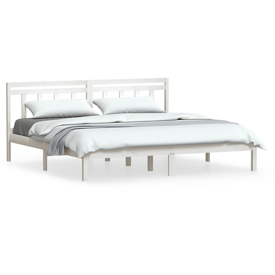 Naida Solid Pinewood Super King Size Bed In White_2