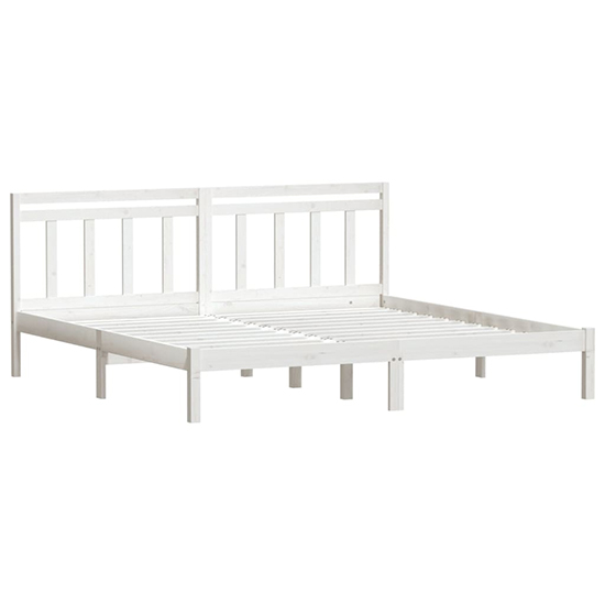 Naida Solid Pinewood Super King Size Bed In White_3
