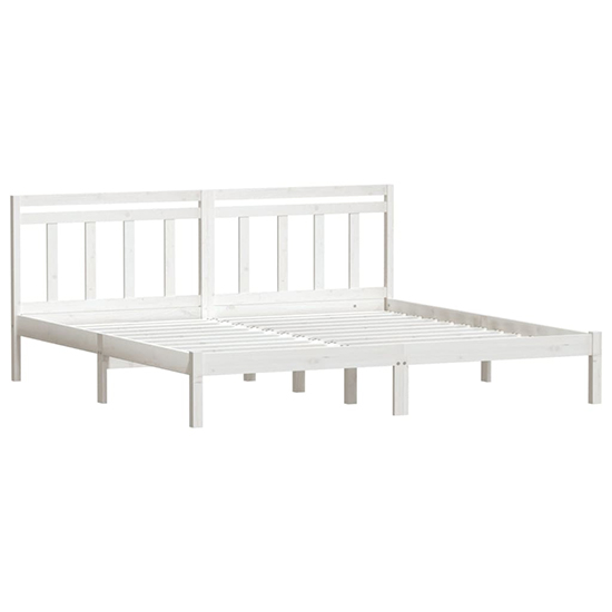 Naida Solid Pinewood Super King Size Bed In White