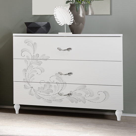 Photo of Naihati wooden chest of 3 drawers in white