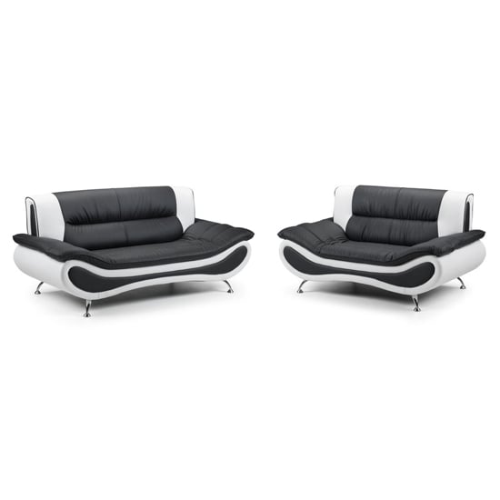 Photo of Naila faux leather 3 + 2 seater sofa set in black and white