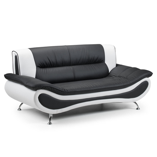 Naila Faux Leather 3 Seater Sofa In Black And White Furniture in Fashion