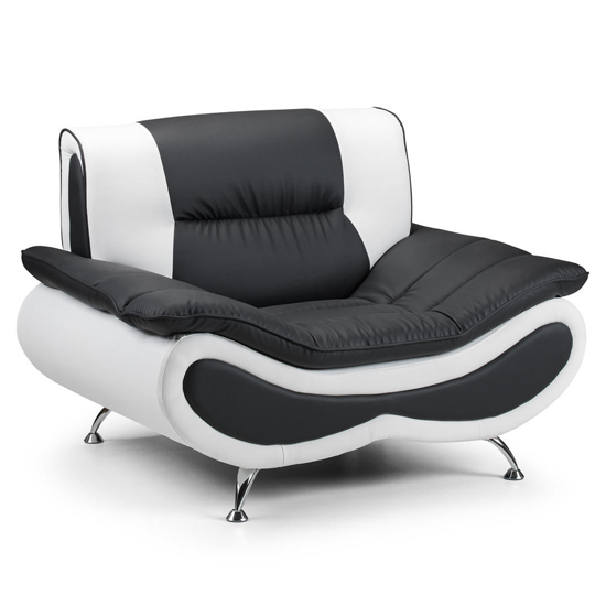 Naila Faux Leather Armchair In Black And White