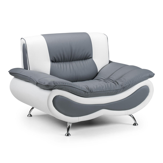 Naila Faux Leather Armchair In White And Grey_1