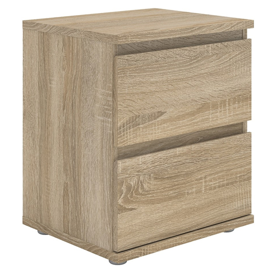 Naira Wooden Bedside Cabinet With 2 Drawer In Oak