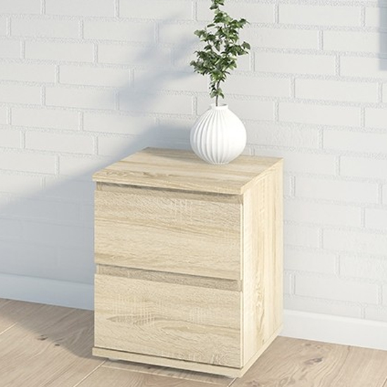 Read more about Naira wooden bedside cabinet with 2 drawer in oak