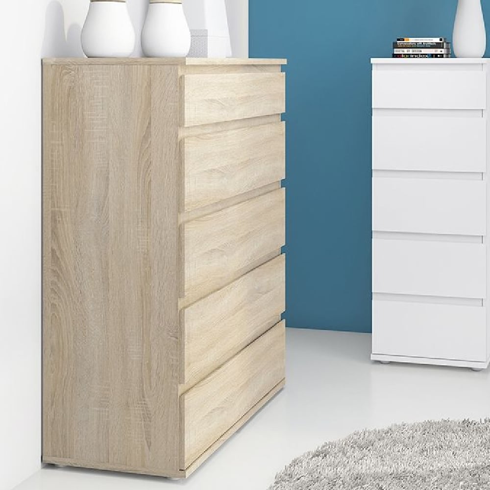 Read more about Naira wooden chest of 5 drawers in oak