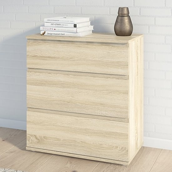 Product photograph of Naira Wooden Chest Of Drawers In Oak With 3 Drawers from Furniture in Fashion