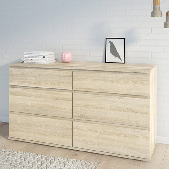 Product photograph of Naira Wooden Chest Of Drawers In Oak With 6 Drawers from Furniture in Fashion