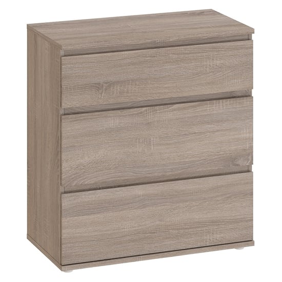 Product photograph of Naira Wooden Chest Of Drawers In Truffle Oak With 3 Drawers from Furniture in Fashion