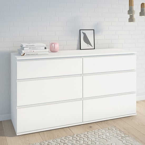 Product photograph of Naira Wooden Chest Of Drawers In White With 6 Drawers from Furniture in Fashion