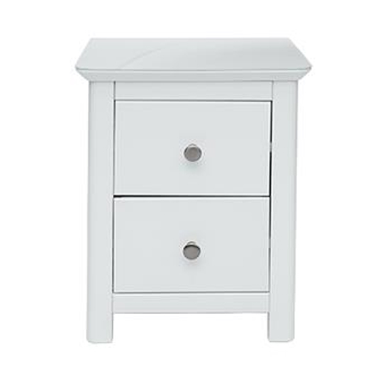 Newham Glass Top Bedside Cabinet In White With 2 Drawers