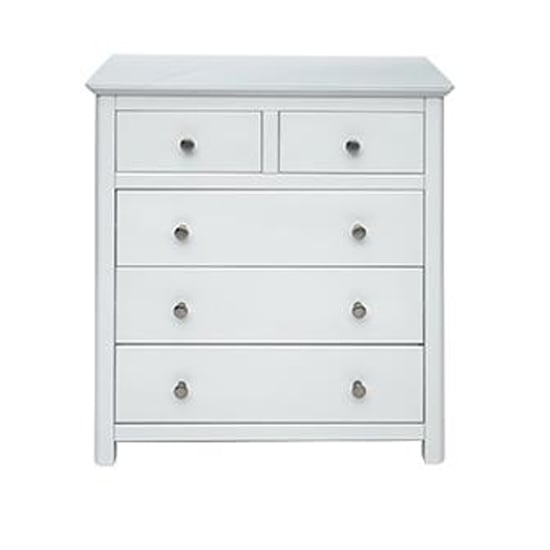 Newham Glass Top Chest Of Drawers In White With 5 Drawers