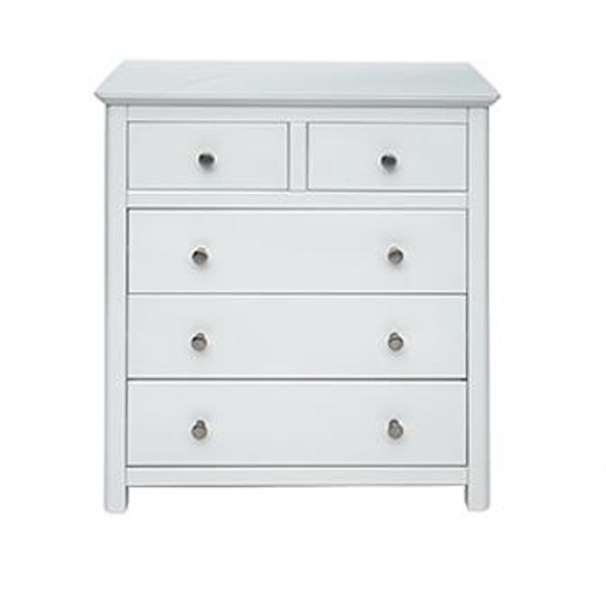 Newham Glass Top Chest Of Drawers In White With 5 Drawers Furniture