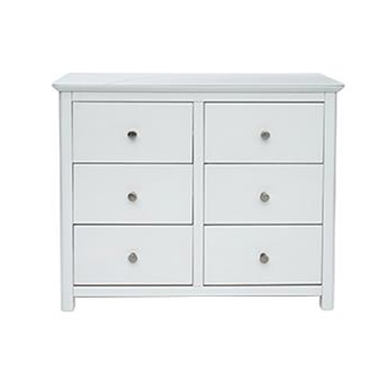 Read more about Newham glass top wide chest of drawers in white with 6 drawers