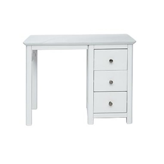 Newham Single Pedestal Dressing Table In White With 3 Drawers