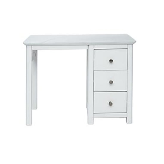 Product photograph of Newham Single Pedestal Dressing Table In White With 3 Drawers from Furniture in Fashion