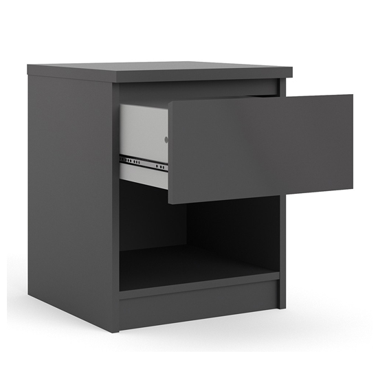 Nakou Wooden Bedside Cabinet With 1 Drawer In Matt Black