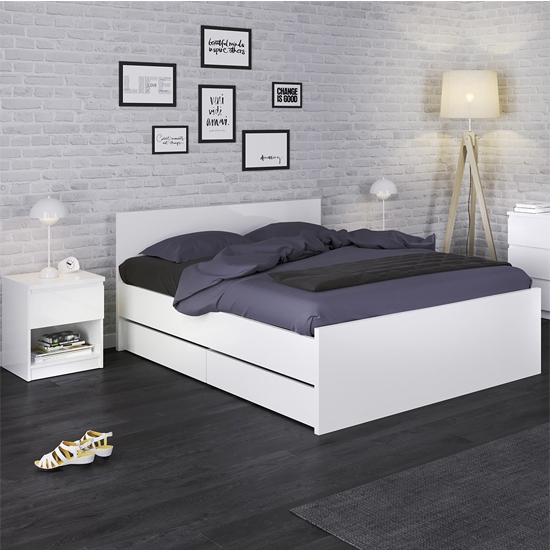Nakou Wooden Bedside Cabinet With 1 Drawer In White