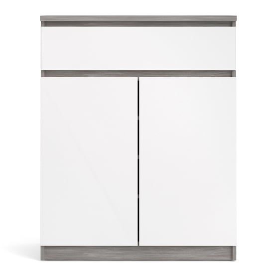 Nakou 2 Door 1 Drawer Sideboard In Concrete And White High Gloss_2