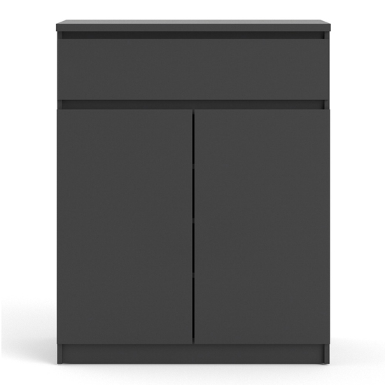Nakou Wooden Sideboard With 1 Drawer 2 Doors In Matt Black