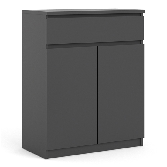 Nakou Wooden Sideboard With 1 Drawer 2 Doors In Matt Black