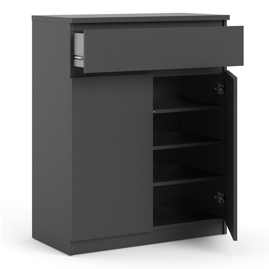 Nakou Wooden Sideboard With 1 Drawer 2 Doors In Matt Black