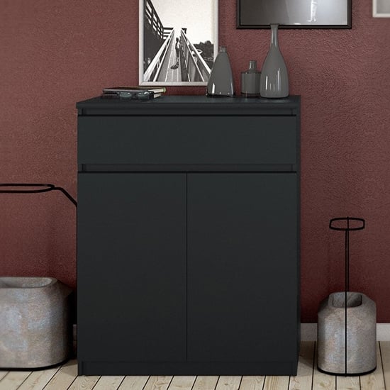 Read more about Nakou wooden sideboard with 1 drawer 2 doors in matt black