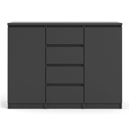 Nakou Wooden Sideboard With 4 Drawers 2 Doors In Matt Black
