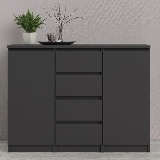 Read more about Nakou wooden sideboard with 4 drawers 2 doors in matt black