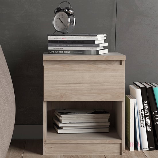 Read more about Nakou bedside cabinet with 1 drawer in jackson hickory oak
