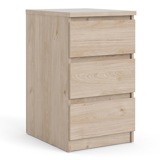 Nakou Wooden Bedside Cabinet With 3 Drawers In Oak
