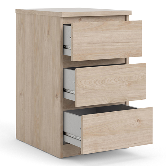 Nakou Wooden Bedside Cabinet With 3 Drawers In Oak