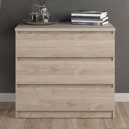 Read more about Nakou wooden chest of 3 drawers in jackson hickory oak