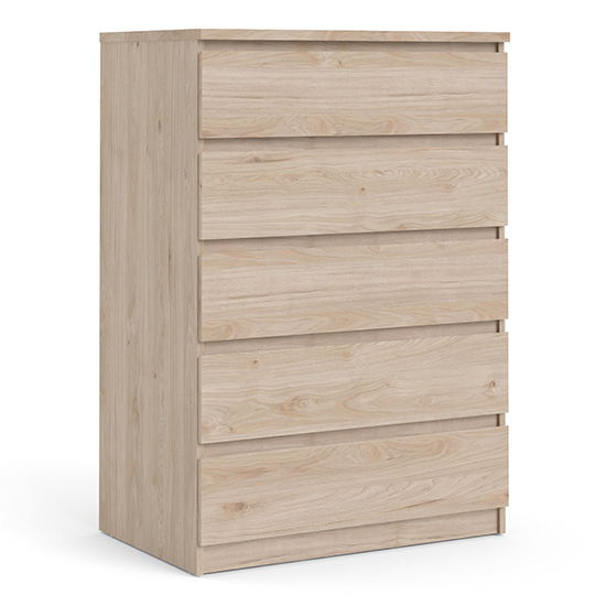 Nakou Wooden Chest Of 5 Drawers In Jackson Hickory Oak
