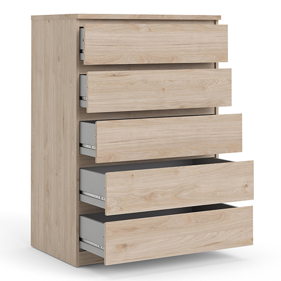 Nakou Wooden Chest Of 5 Drawers In Jackson Hickory Oak
