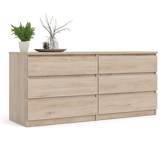 Nakou Wooden Chest Of 6 Drawers In Jackson Hickory Oak
