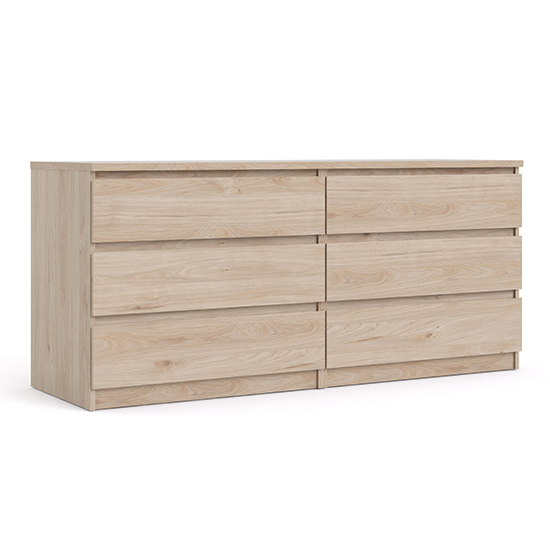 Nakou Wooden Chest Of 6 Drawers In Jackson Hickory Oak