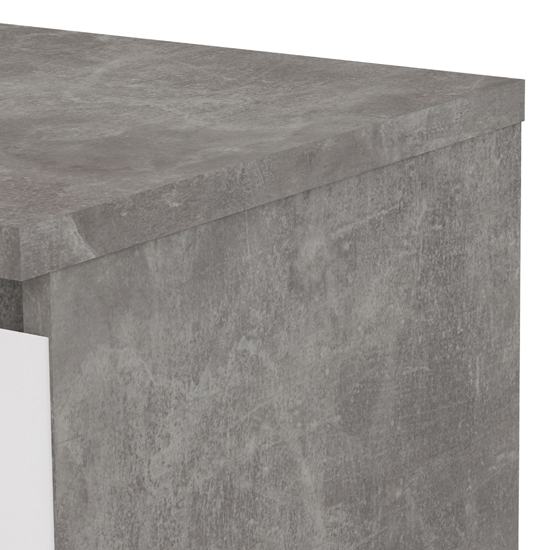 Nakou High Gloss Bedside Cabinet With 1 Door In Concrete And White