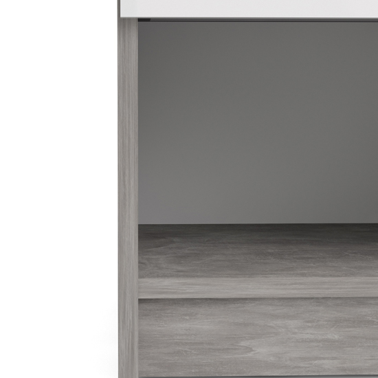 Nakou High Gloss Bedside Cabinet With 1 Door In Concrete And White