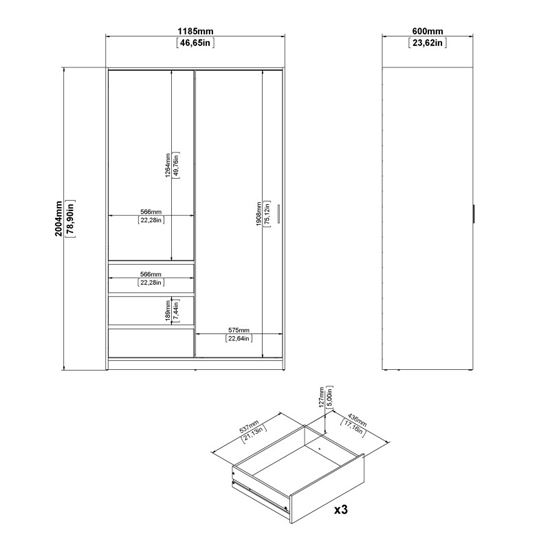 Nakou High Gloss Wardrobe With 1 Sliding Door In White
