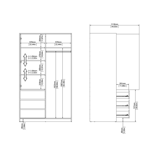 Nakou High Gloss Wardrobe With 1 Sliding Door In White