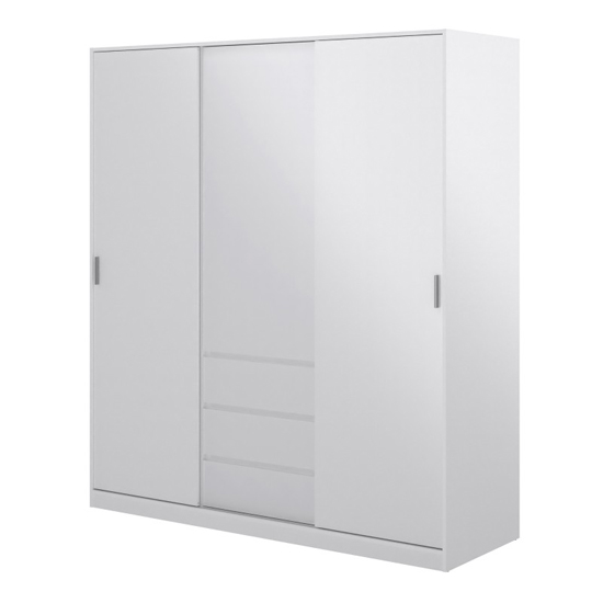 Nakou High Gloss Wardrobe With 2 Sliding Doors In White